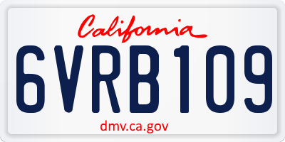 CA license plate 6VRB109