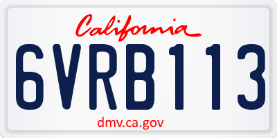 CA license plate 6VRB113