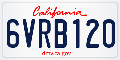 CA license plate 6VRB120
