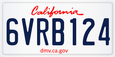 CA license plate 6VRB124