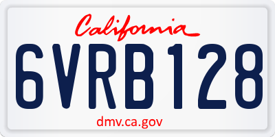 CA license plate 6VRB128