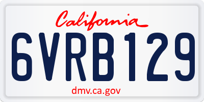 CA license plate 6VRB129