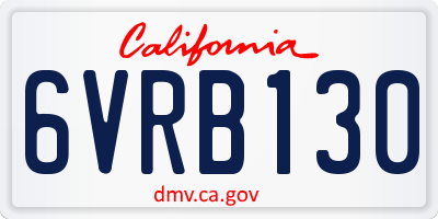 CA license plate 6VRB130