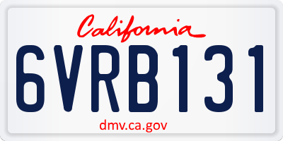 CA license plate 6VRB131