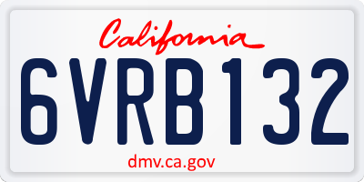 CA license plate 6VRB132