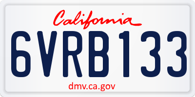 CA license plate 6VRB133