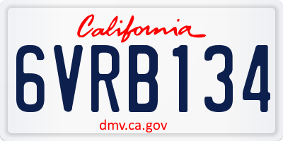 CA license plate 6VRB134