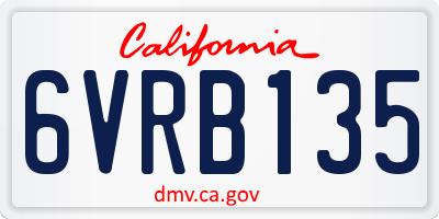 CA license plate 6VRB135