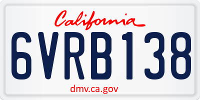CA license plate 6VRB138