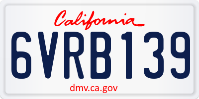 CA license plate 6VRB139