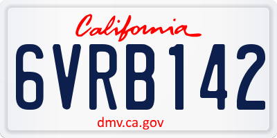 CA license plate 6VRB142
