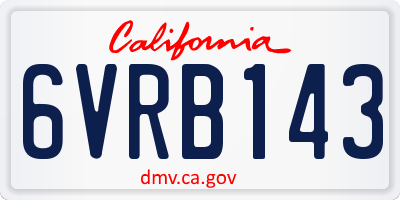 CA license plate 6VRB143