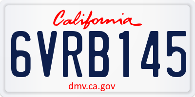 CA license plate 6VRB145
