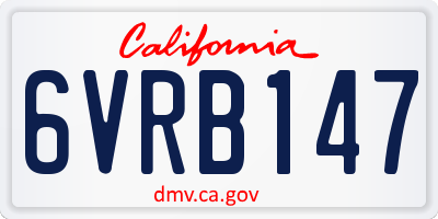 CA license plate 6VRB147