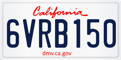CA license plate 6VRB150