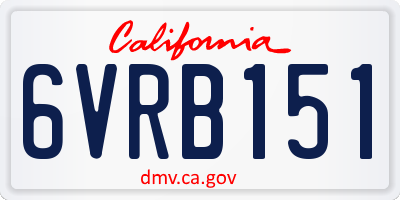 CA license plate 6VRB151