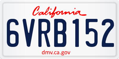 CA license plate 6VRB152