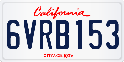 CA license plate 6VRB153