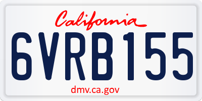 CA license plate 6VRB155