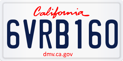 CA license plate 6VRB160