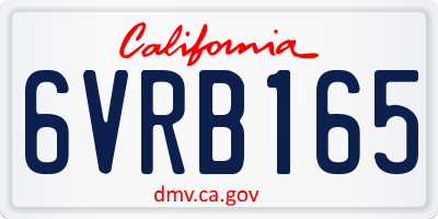 CA license plate 6VRB165