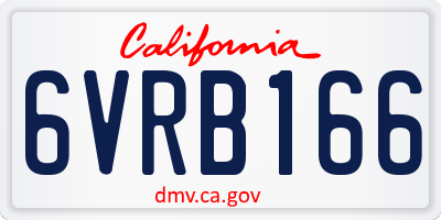 CA license plate 6VRB166