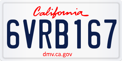 CA license plate 6VRB167