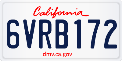 CA license plate 6VRB172