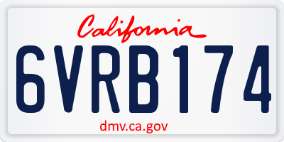 CA license plate 6VRB174