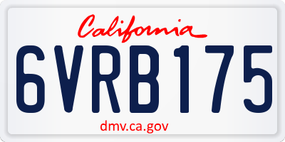 CA license plate 6VRB175