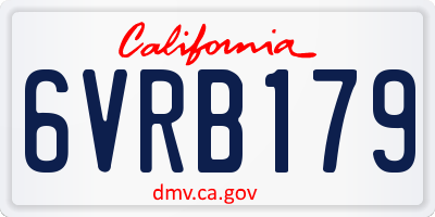 CA license plate 6VRB179