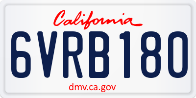 CA license plate 6VRB180