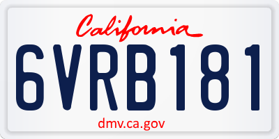CA license plate 6VRB181