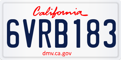 CA license plate 6VRB183