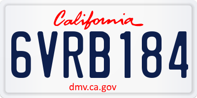 CA license plate 6VRB184
