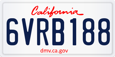 CA license plate 6VRB188