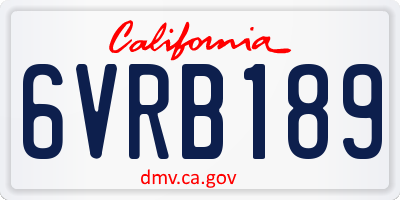 CA license plate 6VRB189