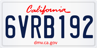 CA license plate 6VRB192