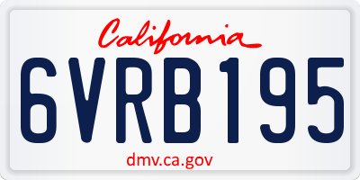CA license plate 6VRB195