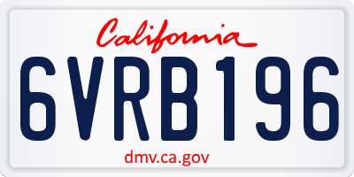 CA license plate 6VRB196