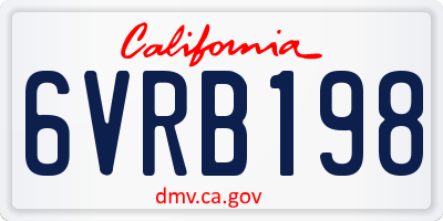 CA license plate 6VRB198