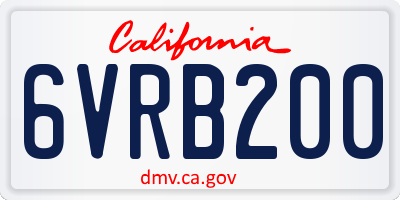 CA license plate 6VRB200