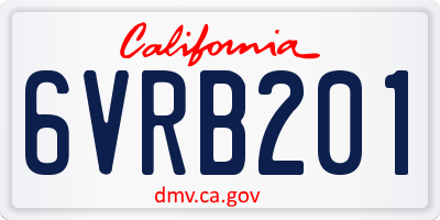 CA license plate 6VRB201