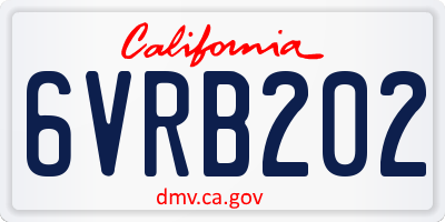 CA license plate 6VRB202