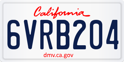 CA license plate 6VRB204