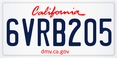 CA license plate 6VRB205