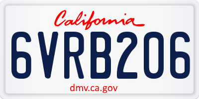 CA license plate 6VRB206