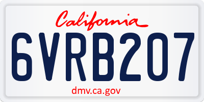 CA license plate 6VRB207