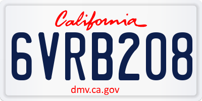 CA license plate 6VRB208