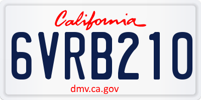 CA license plate 6VRB210